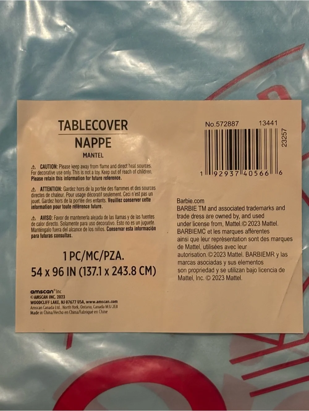 Amscan Malibu Barbie Vacation Sunshine Plastic Tablecover